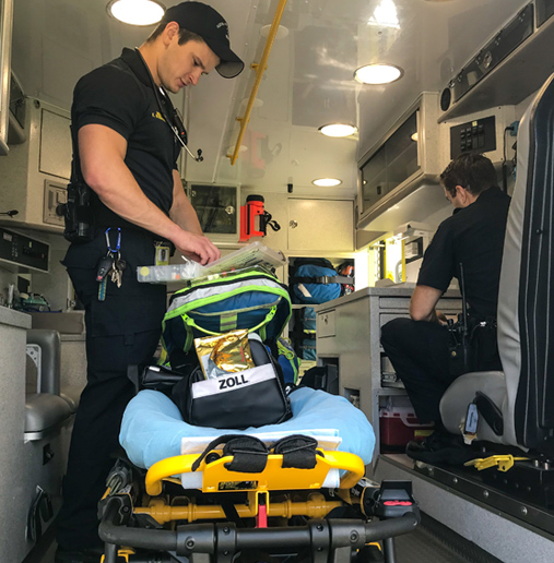 Austin EMS Paramedics checking medications prior to starting their shift.